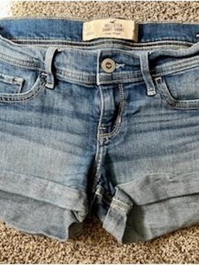 Hollister Medium Blue Denim Low-Rise Shorts